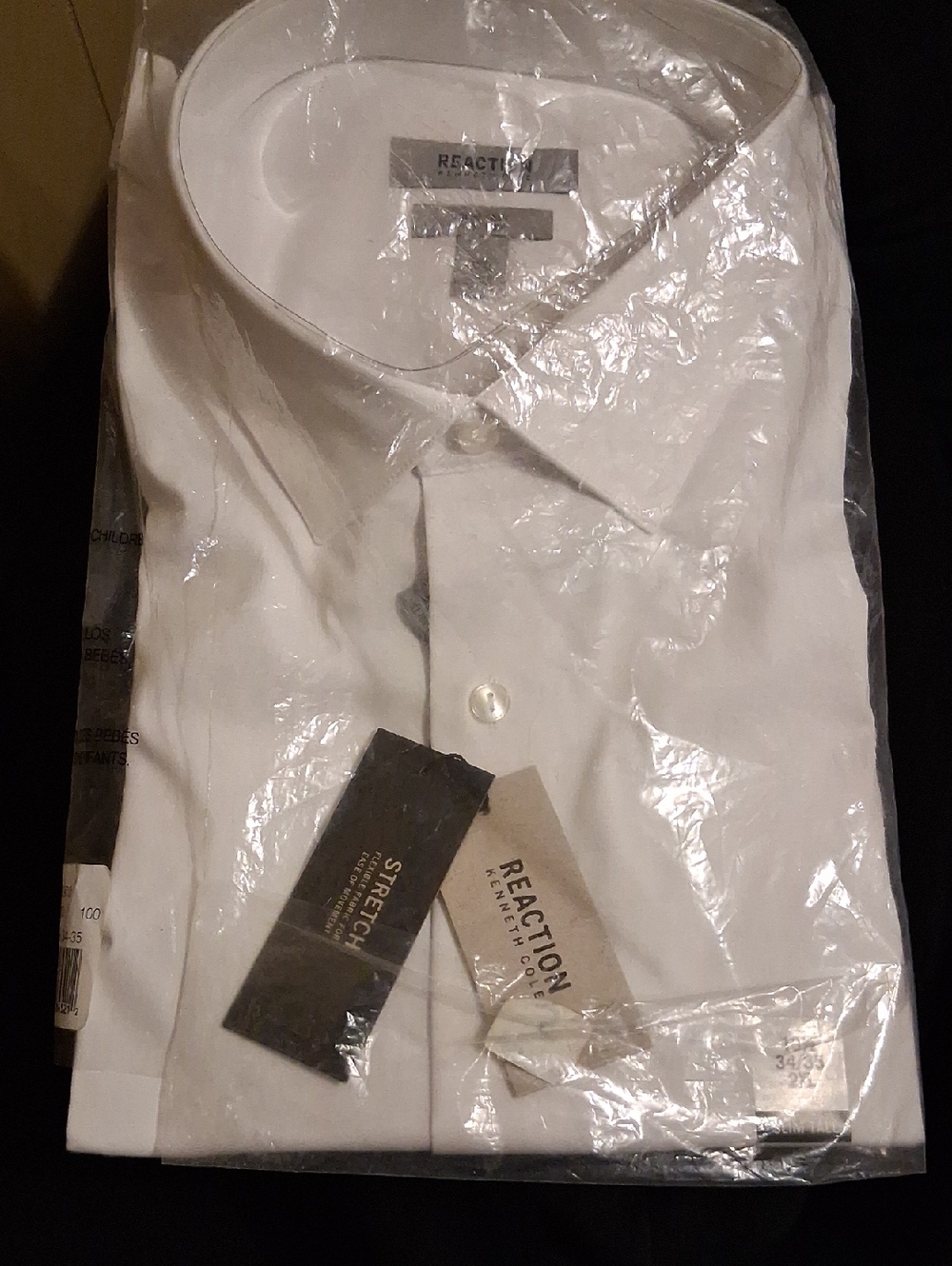 Reaction Kenneth Cole Men’s White Stretch Dress Shirt - Point Collar